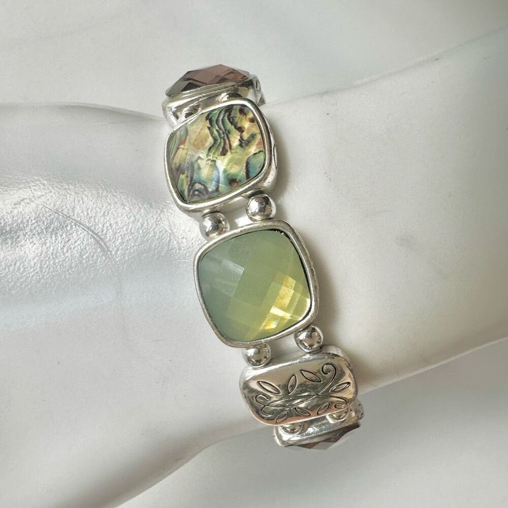 Napier green square link  stretchy bracelet